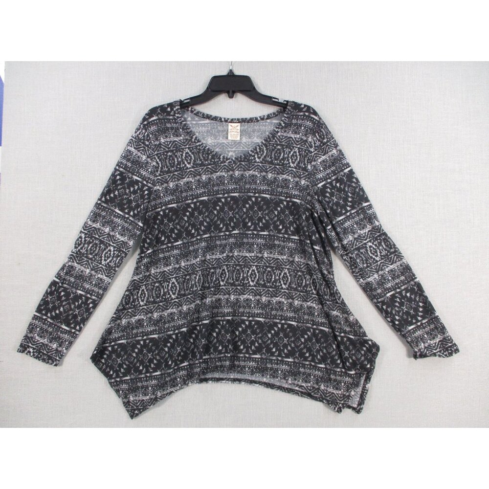 Faded Glory XL Black &‎ White Long Sleeve Tunic Top